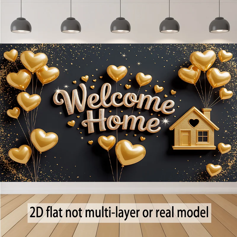 Party Banner Gold - 2D Flat Banner, 1 piece -