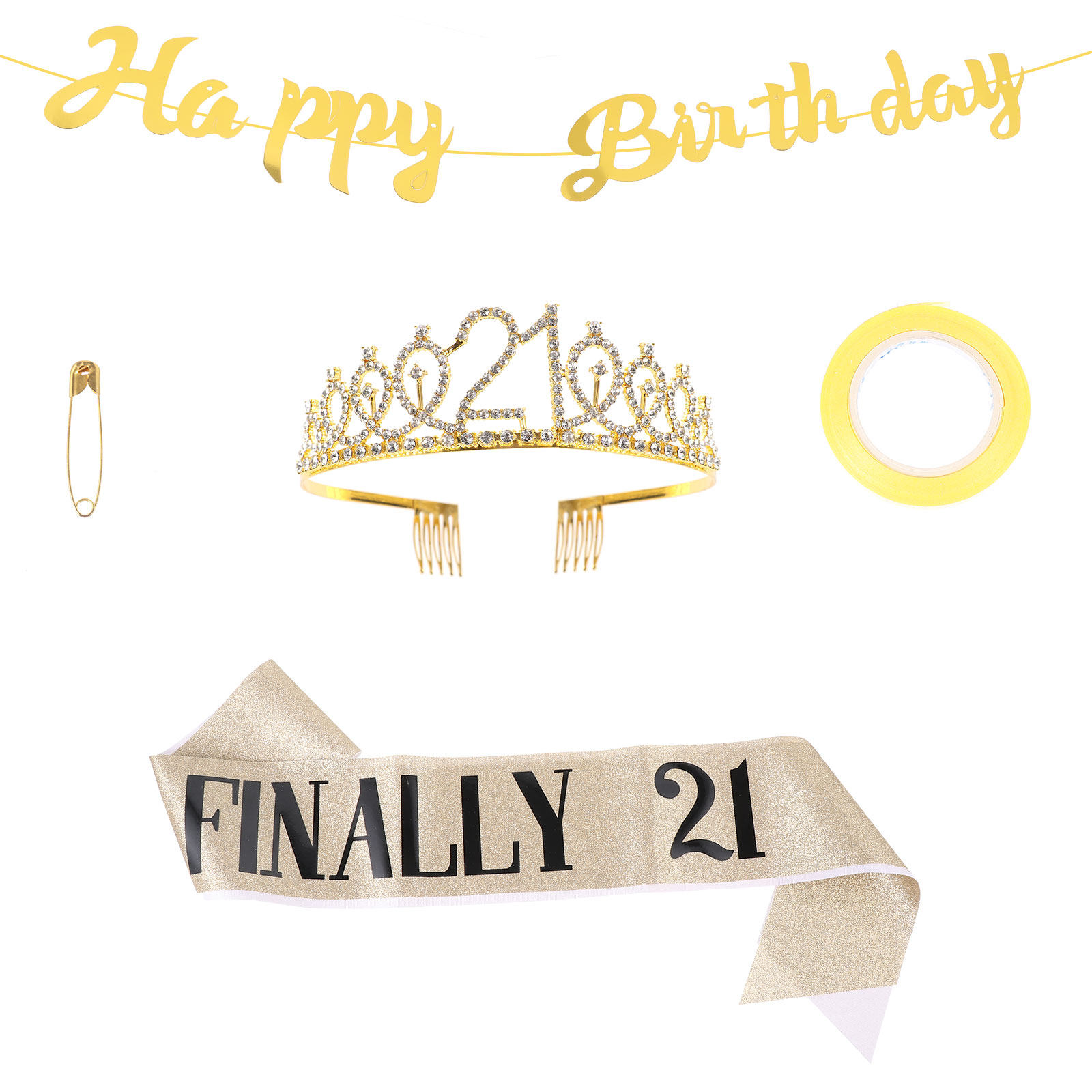 1Set Glitter Birthday Crown Go - Birthday Sash Glitter 评论和价格