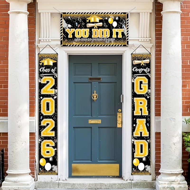 2D 3Pcs 2026 Graduation Banner - Party Banner Gold 评论和价格