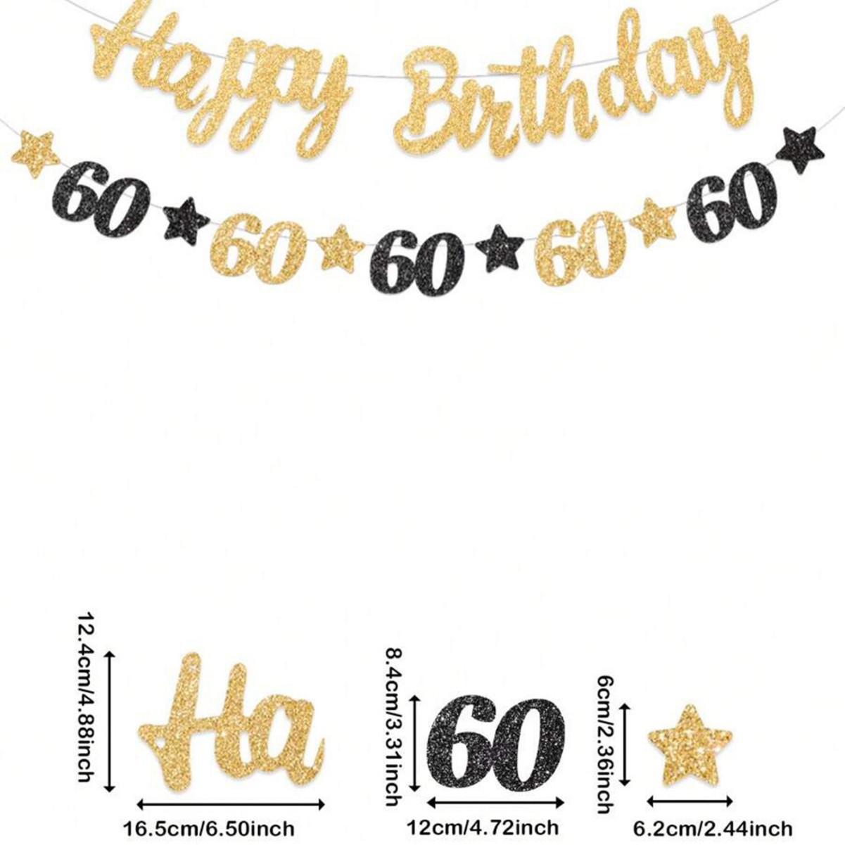 Black and Gold 60th Birthday P - Party Banner Gold 评论和价格