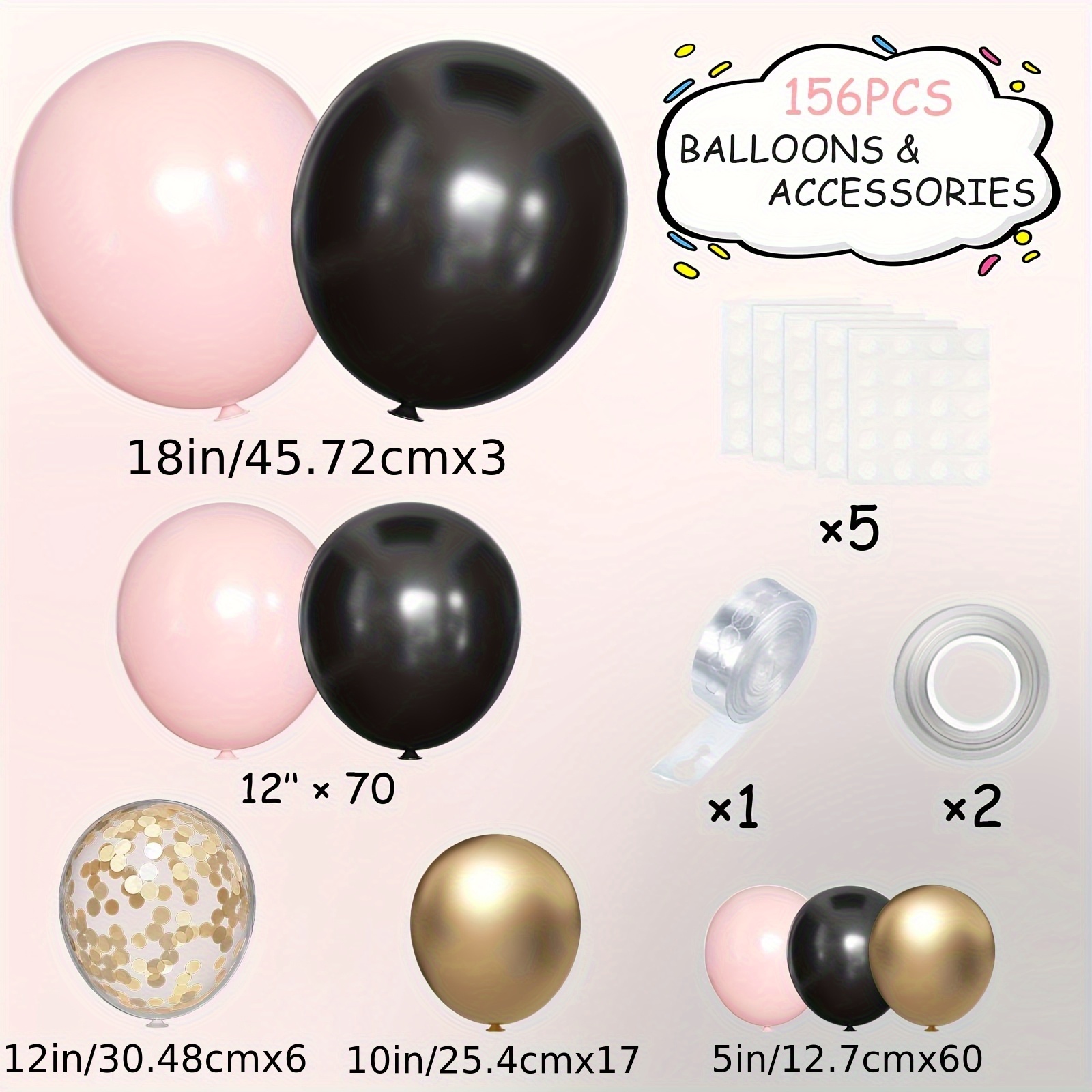 Pastel Pink Matte Black Metall - Balloon Arch Kit 评论和价格