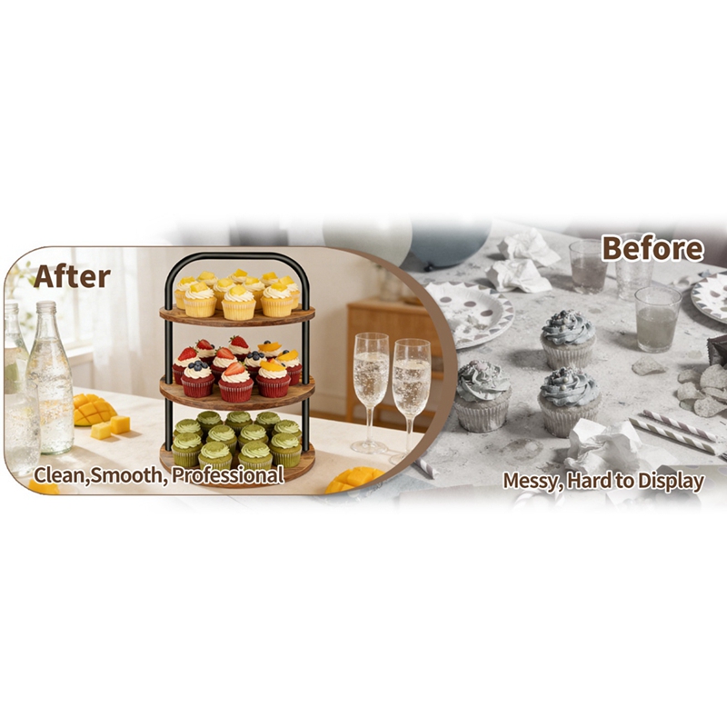 ABLN-Wooden Cupcake Stand Dess - Cupcake Stand Tier 评论和价格