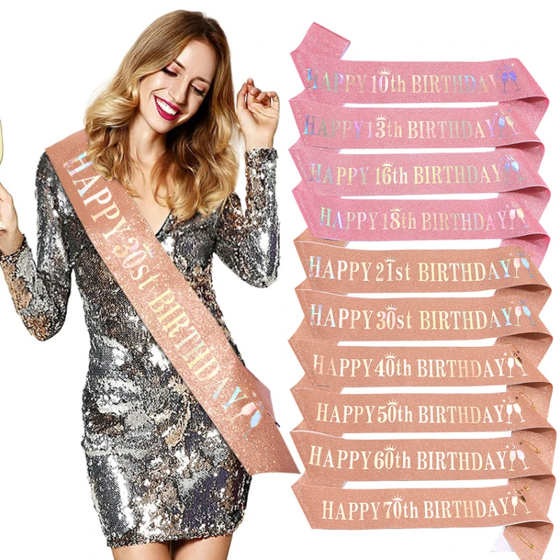 Happy 10th 13th 16th 21st 30th - Birthday Sash Glitter 评论和价格