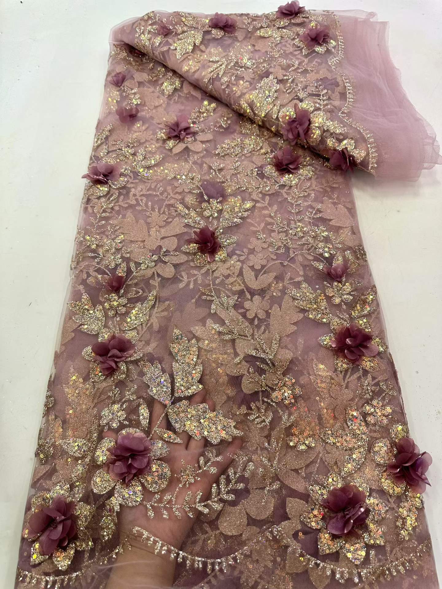 African Lace Fabric Embroidere - Glitter Tablecloth 评论和价格