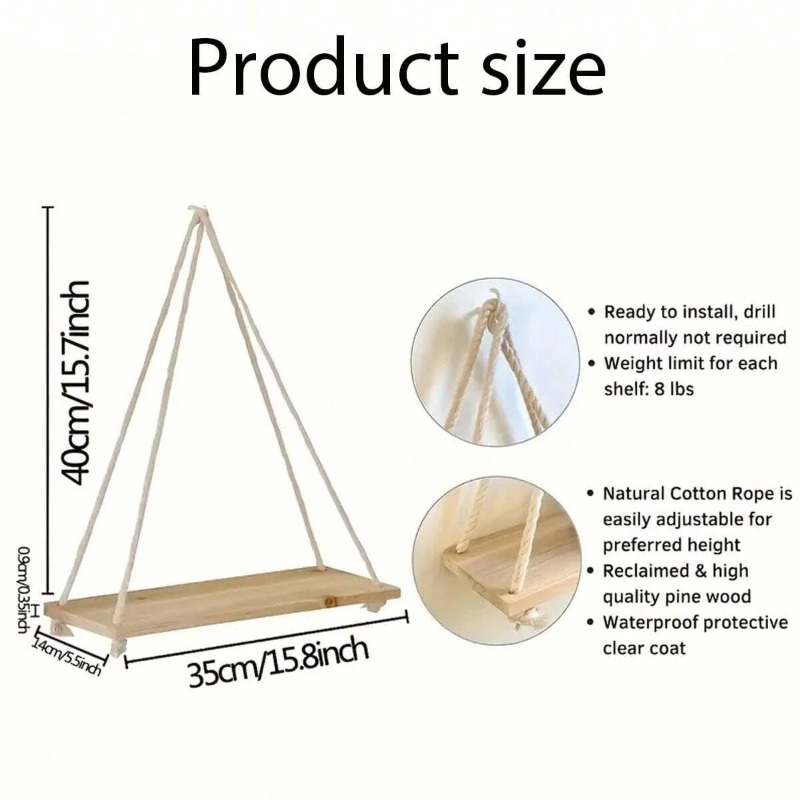 1PC Wooden Swing Hanging Hemp  - Flower Wall Panel 评论和价格