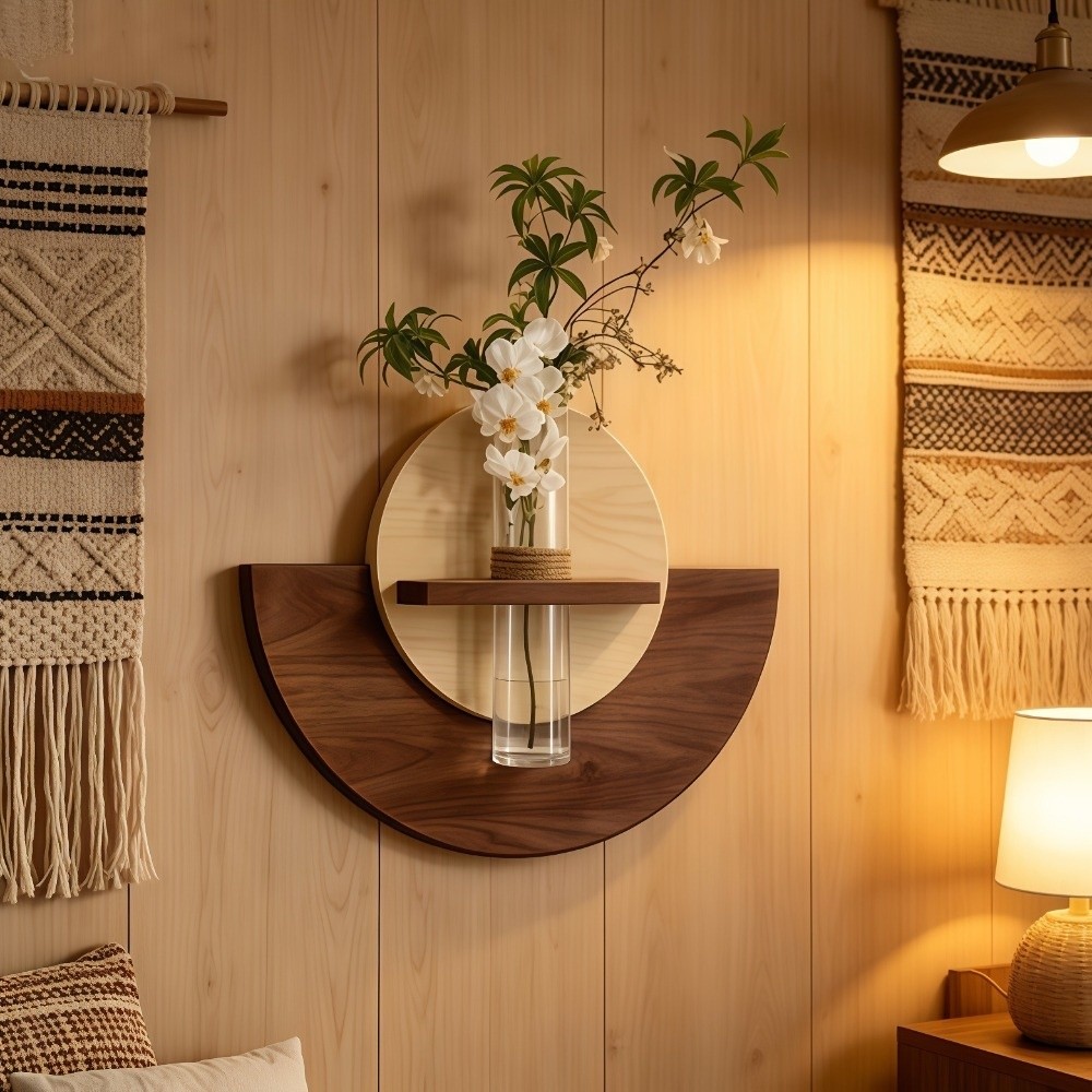Oval Wood Wall Mount Flower Sh - Flower Wall Panel 评论和价格