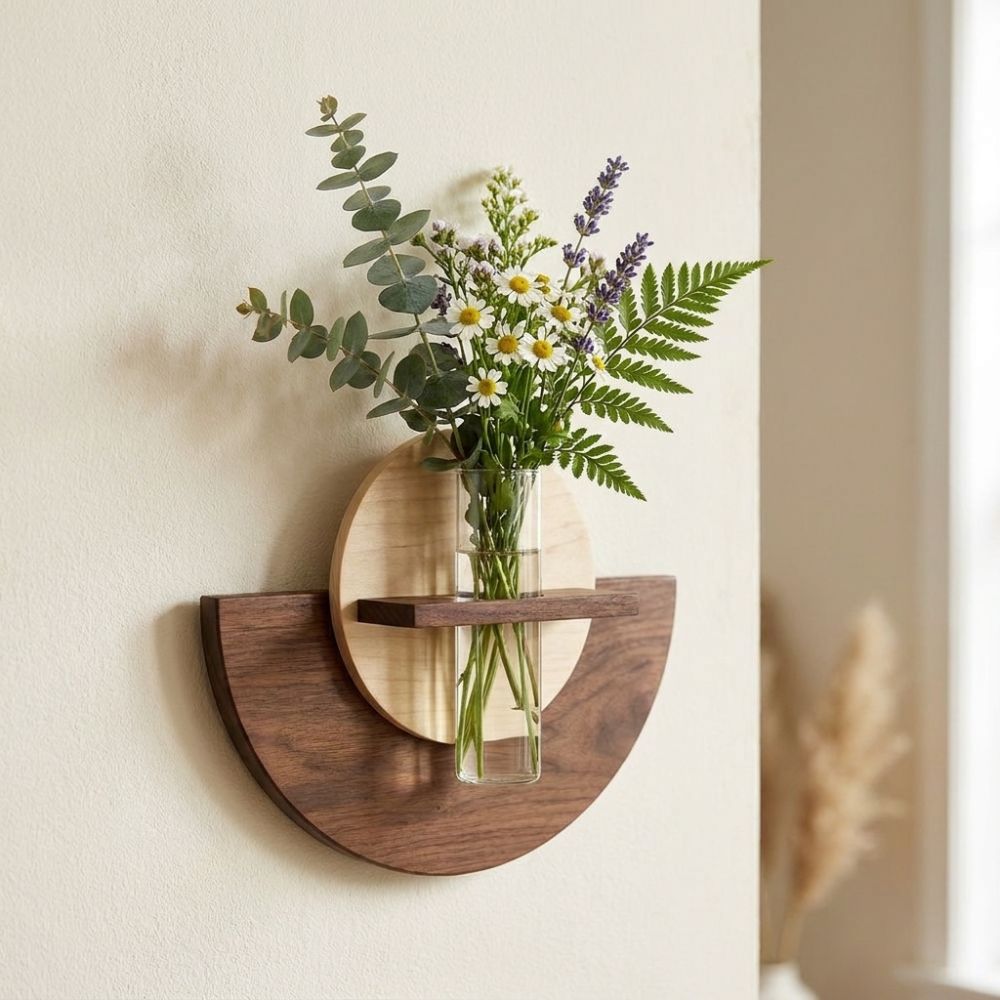 Oval Wood Wall Mount Flower Sh - Flower Wall Panel 评论和价格