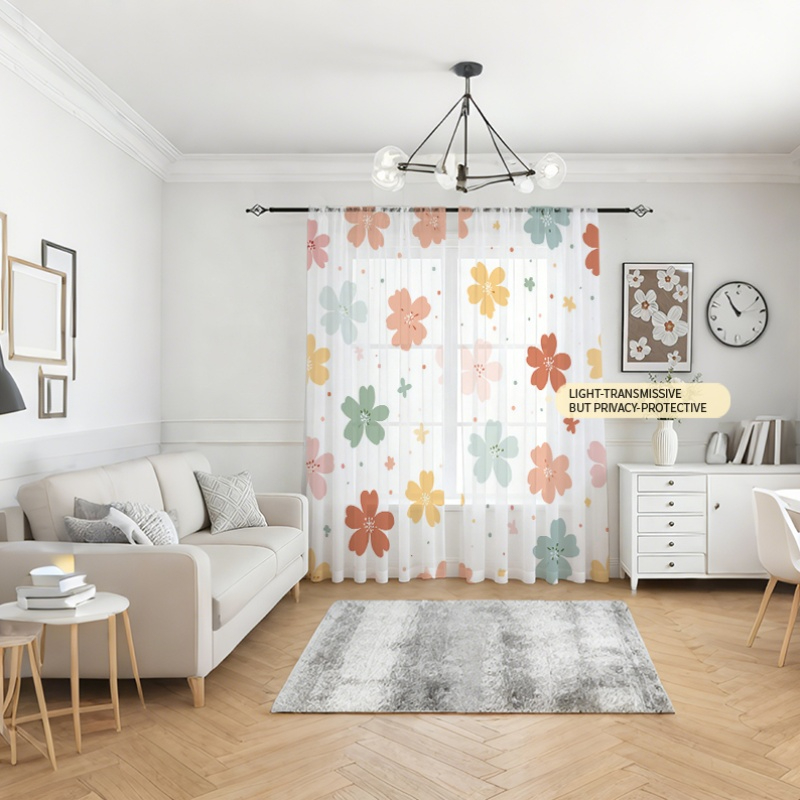 2PCS Digital Printing Sheer Cu - Flower Wall Panel 评论和价格