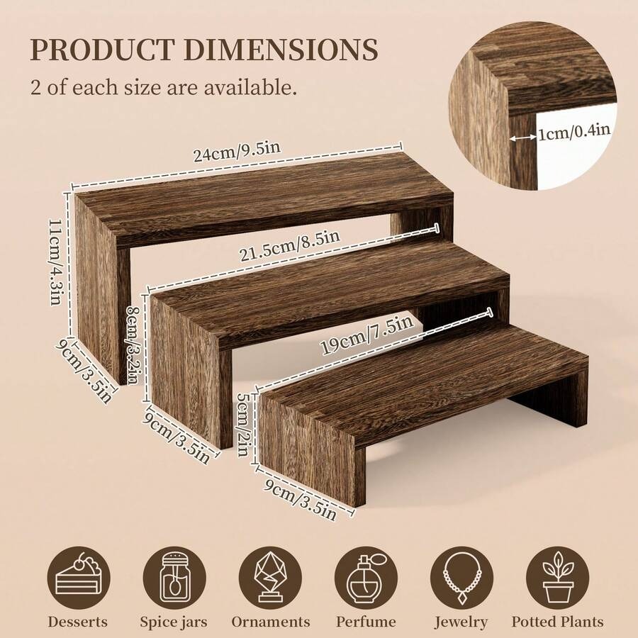 6pcs Display Wood Stand, Woode - Cupcake Stand Tier 评论和价格