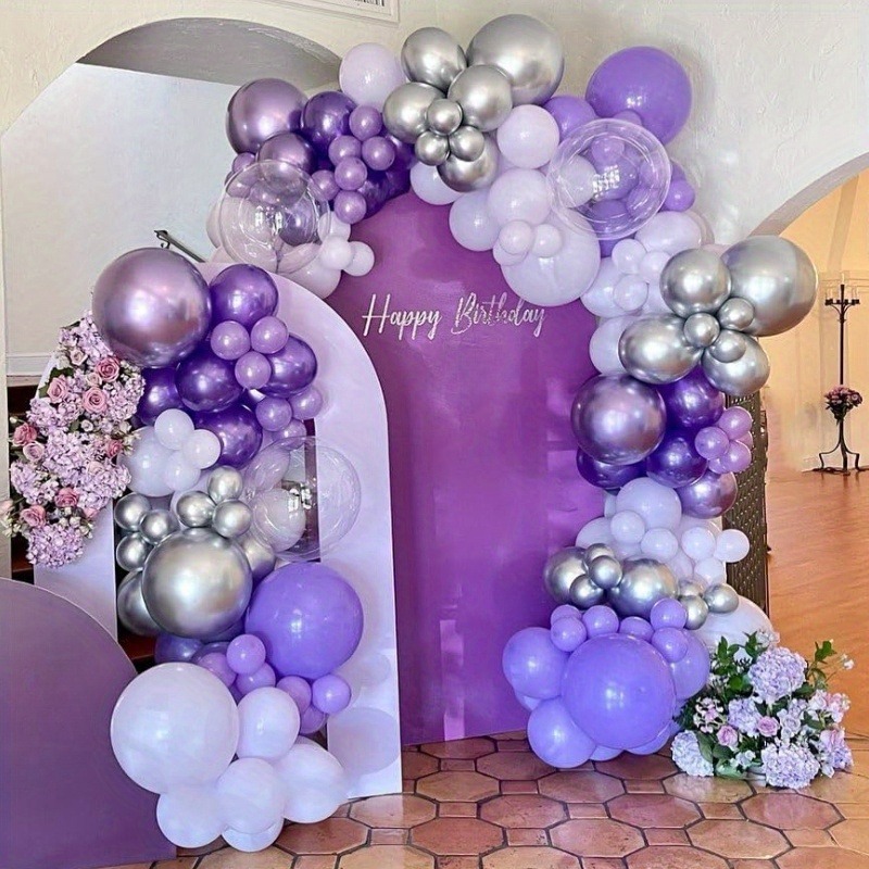 112-Piece Purple and White Bal - Balloon Arch Kit 评论和价格