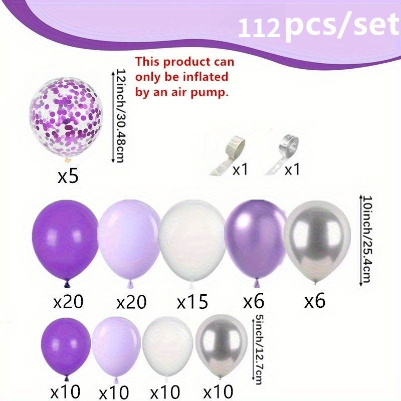 112-Piece Purple and White Bal - Balloon Arch Kit 评论和价格