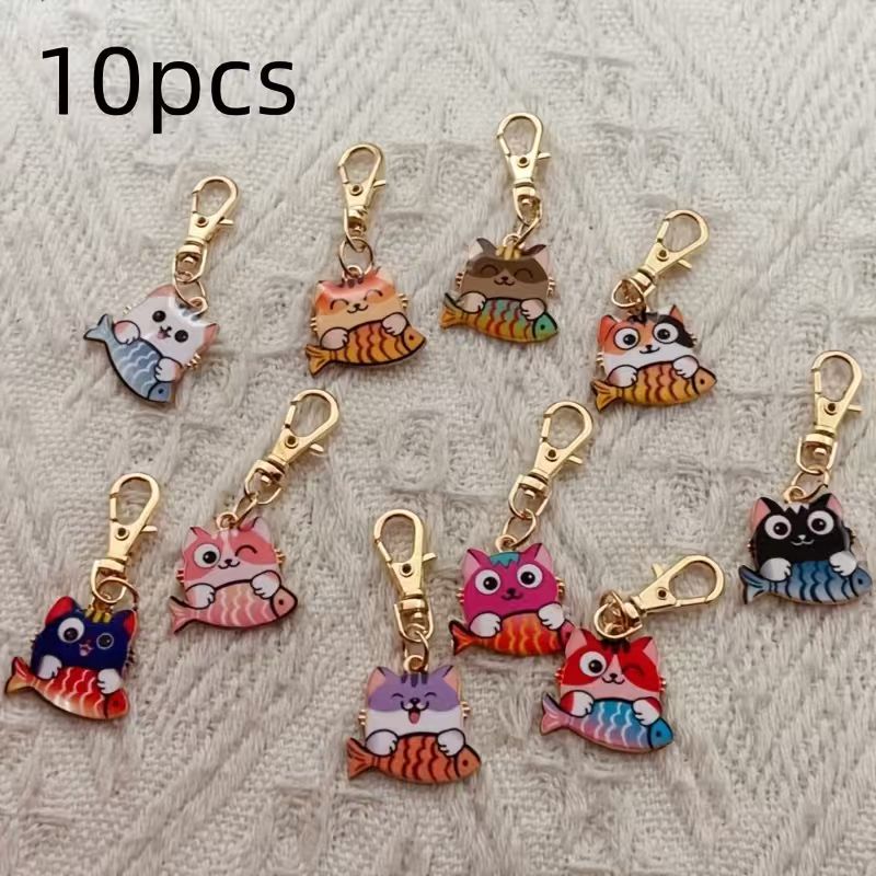 10pcs alloy printed cat keycha - Party Favor Bag 评论和价格