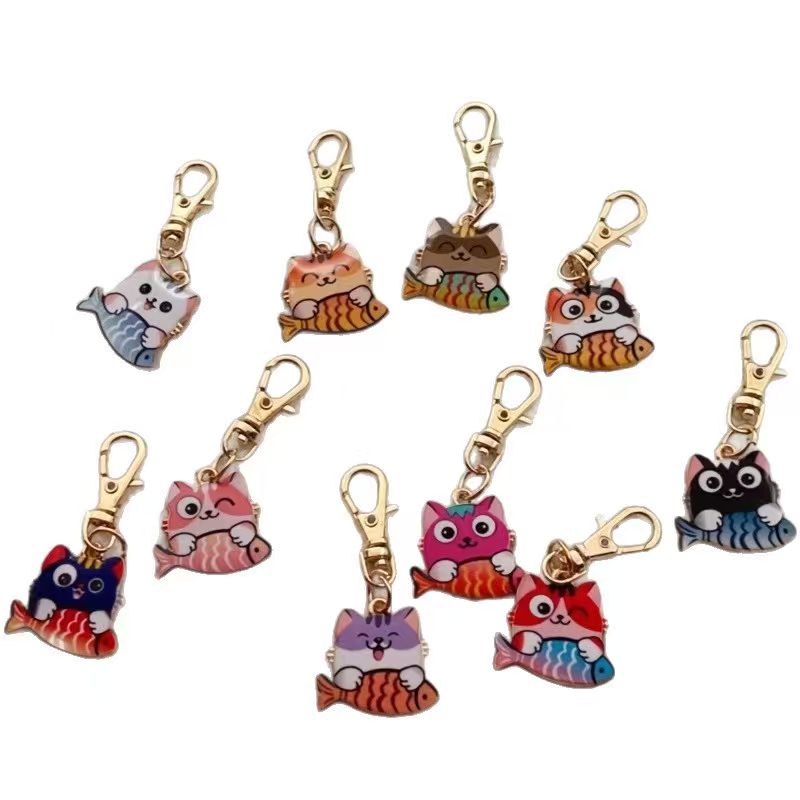 10pcs alloy printed cat keycha - Party Favor Bag 评论和价格