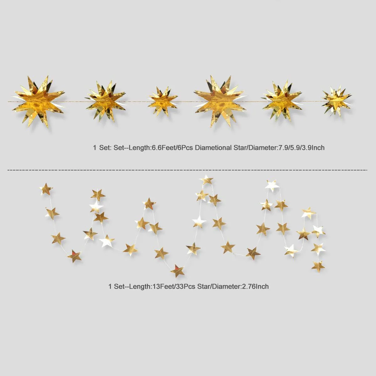 Gold Party Decorations 3D Star - Party Banner Gold 评论和价格